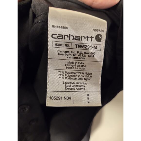 Carhartt Force® Relaxed Fit Lightweight Long Sleeve Shirt Black Mens Size M - Picture 4 of 8